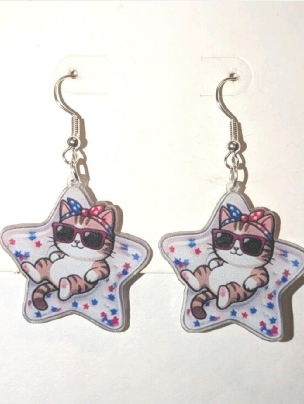 Cute Cat Star Earrings - Pink & Blue For Kids And Adults